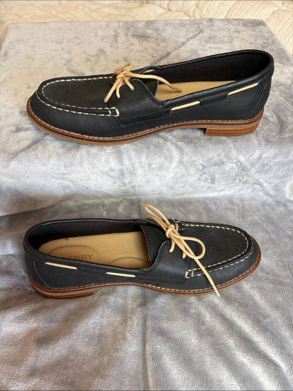 Sperry Womens Top Sider Seaport Navy Leather Boat Shoes Loafers Sz 7 Nautical